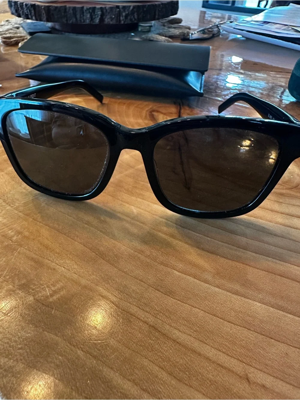 Saint Laurent Oversized Black Sunglasses with Dark Lenses